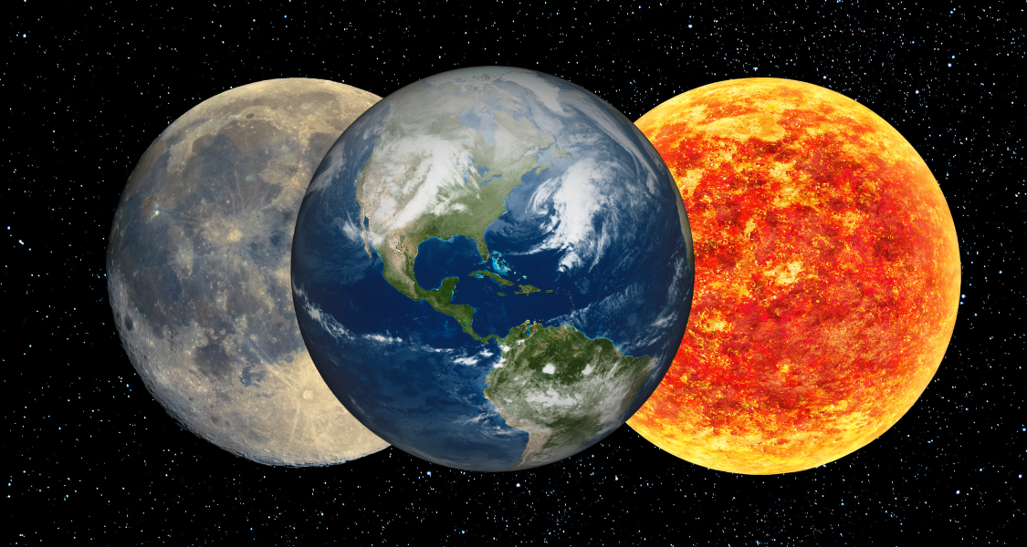 Earth, Moon and Sun